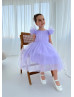 Feifei Sleeves Lavender Tulle Flower Girl Dress